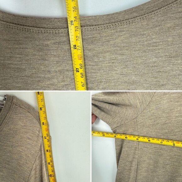Susan Graver Weekend Beige Long Sleeve Round Neck Pocket Poly Knit Top Large - Picture 9 of 13